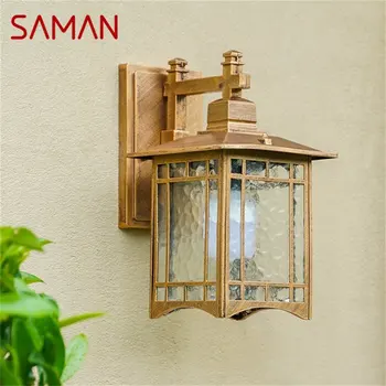Классический Уличный настенный светильник SAMAN Водонепроницаемый IP65 Ретро-бра, Декоративное светодиодное освещение для домашней веранды