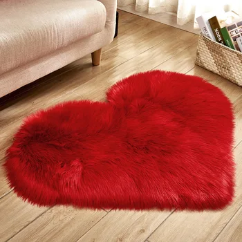 Коврик в форме сердца, плюшевая подушка для прикроватной тумбочки в гостиной, спальне, милый девчачий ветер, имитация шерстяного сердечка, коврик для домашнего текстиля