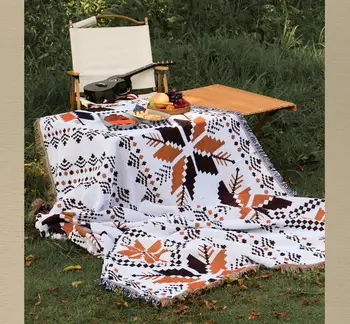 Коврик для кемпинга на открытом воздухе, богемное этническое одеяло для пикника с кисточками, покрывало для дивана, покрывало для дивана, дорожные коврики для домашнего декора