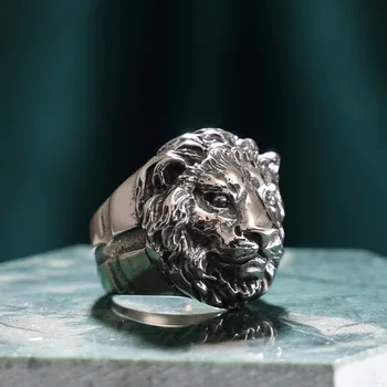 Кольцо со львом для мужчин, титановое кольцо, 3D кольцо с животными в стиле панк-хип-поп-рок