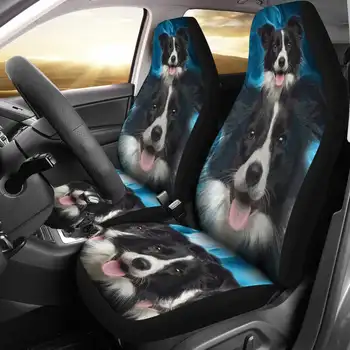 Комплект чехлов для автомобильных сидений с принтом собаки Бордер-колли, 2 шт., Автомобильные аксессуары, Чехол для сиденья