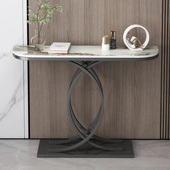 Консольные столики из кованого железа в скандинавском стиле для домашней мебели Шкаф для прихожей в гостиную Полукруглый Простой дизайн Консольный столик