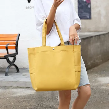 Корейский стиль, Женские холщовые сумки-тоут, Повседневная Рабочая сумка через плечо с верхней ручкой для девочек