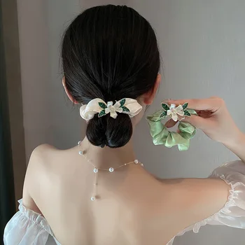 Корейское кольцо для волос в толстой кишке, веревка для головы, женский супер сказочный цветок, резинка для волос, завязанная в хвост, кожаные аксессуары для волос
