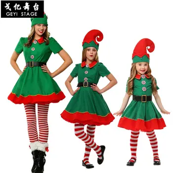 Косплей Рождественский костюм Феи, сценический костюм для вечеринки, Рождественский костюм феи для родителей и детей