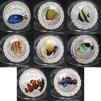 Красивая посеребренная Дикая природа Африканская Рыба Памятные монеты Предметы коллекционирования для коллекционных подарков Бизнес