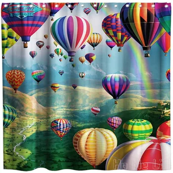 Красочный воздушный шар От Ho Me Lili Занавеска для душа из ткани в детскую тематику Декоративная для ванной комнаты С крючками Водонепроницаемая Моющаяся