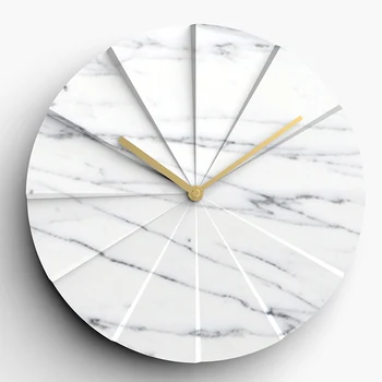 Креативные декоративные часы для гостиной, мраморные настенные часы, оригинальный дизайн, простая настенная круглая батарейка