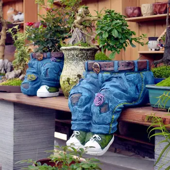Креативный Плантатор для синих джинсов, одежда из смолы ручной работы, Брюки, цветочный горшок, горшок для посадки суккулентов, цветочный горшок, садовый декор