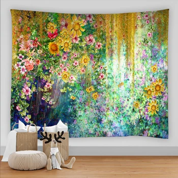 Креативный цветочный Гобелен, висящий на стене, Богемный Гобелен с тропическими растениями, Украшение спальни в общежитии, гостиной, Современный фон