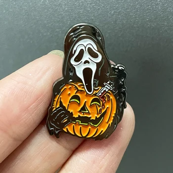 Кричащее лицо призрака, тыквенная эмалевая булавка, аксессуары для фильмов ужасов на Хэллоуин, уникальные украшения в готическом стиле, подарок