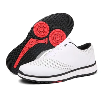 Кроссовки для гольфа с фиксированными гвоздями из водонепроницаемой и нескользящей кожи, мужская уличная обувь для тренировок в гольф, размер 48