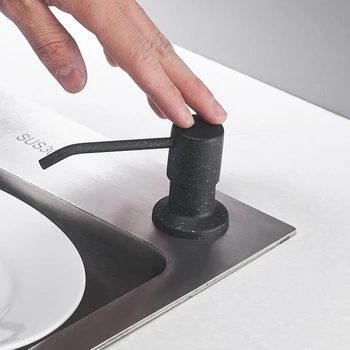 Кухонные дозаторы для мыла объемом 400 мл на бортике Насос из нержавеющей стали с черной отделкой для кухни Встроенный дозатор на столешнице