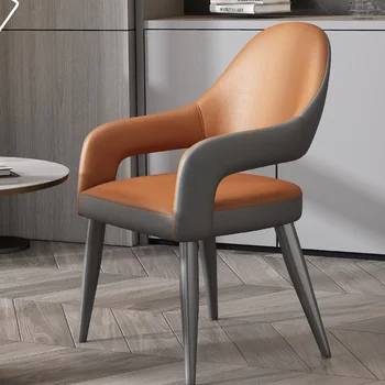 Легкий Роскошный обеденный стул с подлокотниками, Металлический кухонный Удобный обеденный стул с поддержкой спинки, Современный офисный Sillon с индивидуальным декором