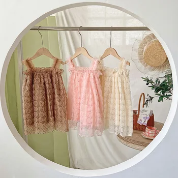 Летнее платье с цветочным узором для маленьких девочек 2023 года, Хлопчатобумажная подкладка с 3D цветами, платья принцессы для Дня рождения, Детская праздничная одежда