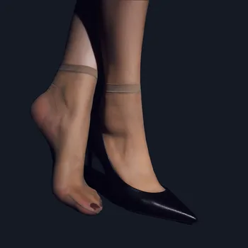 Летние тонкие шелковые прозрачные носки 0D для женщин, невидимые чулки, женские сексуальные эластичные короткие носки на щиколотках