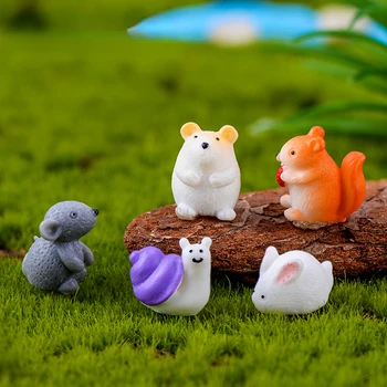 Лиса, улитка, кролик, ежик, кошка, миниатюрная модель мини-животных, настольная витрина, маленькая статуэтка, милые вещи, декор сказочного сада
