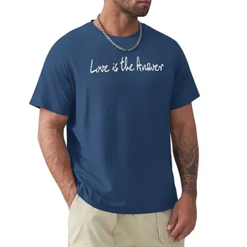 Любовь - это ответ - Белая футболка с принтом, винтажная одежда, графические футболки, мужские графические футболки большого и высокого размера