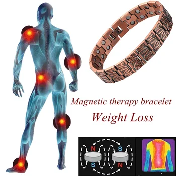 Магнитный браслет из красной Меди для мужчин и женщин, двухрядные магнитные браслеты с энергией здоровья и браслеты Класса Люкс для мужчин