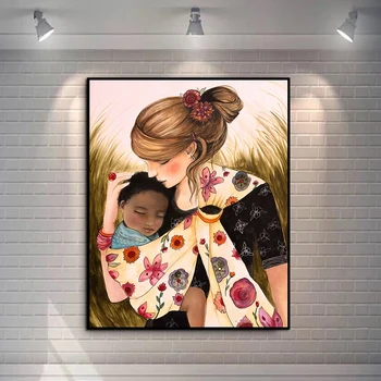 Материнская любовь к детям, картина, плакат, принты, Изображающие Величие материнской любви, Настенный декор, холст, украшение для дома в гостиной