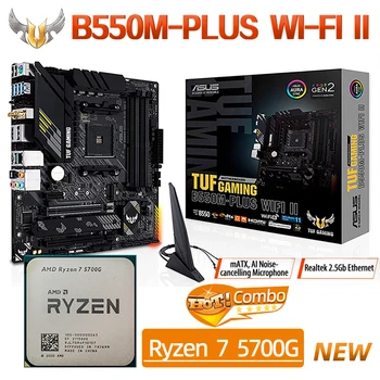 Материнская плата ASUS TUF GAMING B550M PLUS WIFI II с разъемом AM4 Kit Ryzen R7 5700G Процессор AMD 128G материнская плата Micro ATX DDR5 PCIe 4.0 M.2