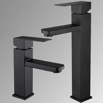 Матовый черный смеситель для воды в ванной комнате, установленный на бортике, Высокий смеситель для умывальника