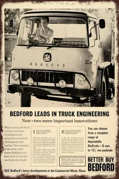 Металлическая вывеска в винтажном ретро-стиле для рекламы грузовика Bedford, пещера человека в гараже