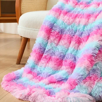 Меховое длинное одеяло из искусственного кораллового флиса, теплое плюшевое уютное С пушистым покрывалом из шерпы, диван-кровать в подарок