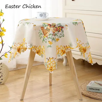 Мини-атласная пасхальная курица, вышитая скатерть для стола, полотенце, кухонная обеденная скатерть, домашний декор для вечеринки