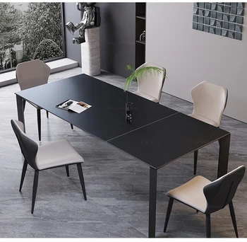 Минималистичный выдвижной размер прямоугольного каменного стола для квартиры роскошная домашняя дизайнерская комбинация стола и стула по индивидуальному заказу