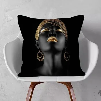 Модная африканская чернокожая женщина, наволочка для девочек, Декоративные подушки для дивана, украшение салона красоты 45x45 см