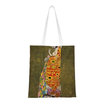 Модная Сумка Для покупок Gustav Klimt Tote Bag Многоразового Использования Hope II Холщовая Сумка Для покупок Через плечо