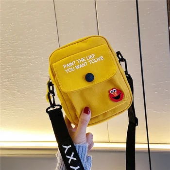 Модные Женские холщовые сумки через плечо, Корейский однотонный студенческий кошелек для телефона, простая сумка-мессенджер на молнии, маленькая сумка через плечо 2023