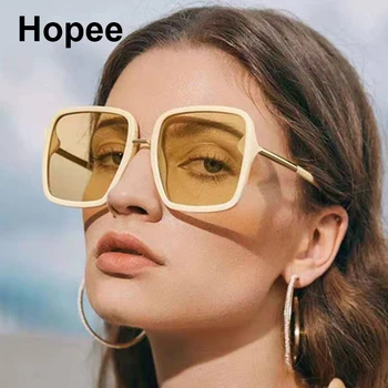 Модные негабаритные бело-коричневые женские солнцезащитные очки, Брендовые дизайнерские солнцезащитные очки, квадратные очки в большой оправе, Женские Элегантные очки UV400