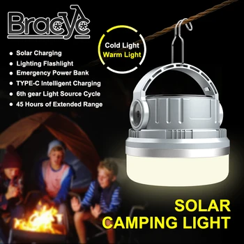 Мощный Солнечный светодиодный фонарь для кемпинга, USB-аккумуляторная лампа, Аварийная лампа, фонарь, лампа для палатки, Портативный фонарь для барбекю на открытом воздухе, пешие прогулки