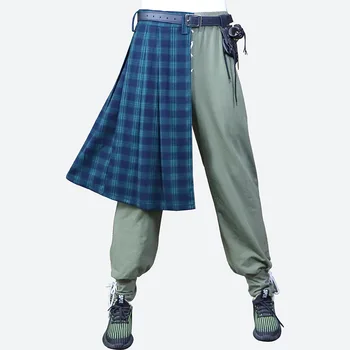Мужская мода, шотландский стиль, клетчатая юбка с карманами контрастного цвета, Традиционный клетчатый пояс, плиссированные юбки в шотландскую клетку