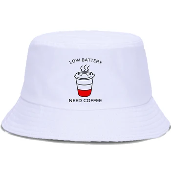Мужская рыболовная шляпа с кофейным принтом, разряженная батарея, модные уличные хип-хоп кепки, Летние солнцезащитные шляпы на открытом воздухе, простая хлопковая кепка унисекс
