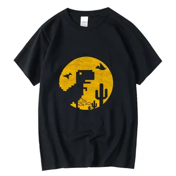 Мужская футболка XINYI из 100% хлопка, повседневная забавная игра с принтом динозавра, свободная крутая футболка с круглым вырезом для мужчин, футболка с коротким рукавом, мужская
