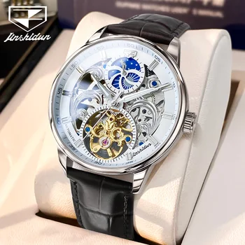 Мужские Автоматические механические часы TAXAU Top Luxury Brand, Уникальный циферблат со скелетом, Кожаный ремешок, Водонепроницаемые Классические мужские наручные часы Homme