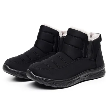 Мужские ботинки 2021 года; модные мужские зимние ботинки; теплые плюшевые водонепроницаемые ботинки для мужчин; Удобная обувь; однотонные уличные мужские кроссовки;