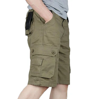 Мужские военные шорты-карго, Летние повседневные хлопчатобумажные свободные мешковатые брюки с несколькими карманами, бриджи, тактические армейские шорты, Плюс размер 46