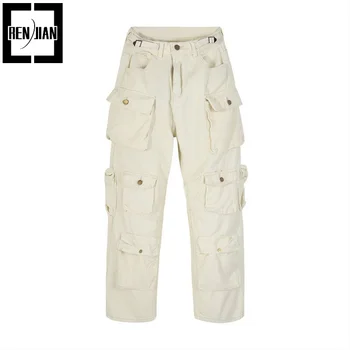 Мужские модные брюки Techwear с множеством карманов Свободного покроя, брюки в стиле Y2K, Тактические штаны в стиле хип-хоп