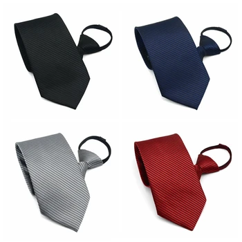 Мужские модные узкие галстуки с ленивой застежкой-молнией, однотонные повседневные деловые галстуки для вечеринки, свадьбы