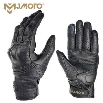 Мужские мотоциклетные перчатки из натуральной кожи в стиле ретро, Летние дышащие мотоциклетные Перчатки для мотокросса, аксессуары для мототехники Guantes