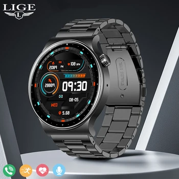 Мужские смарт-часы LIGE, голосовой ассистент Bluetooth AI, умные часы, пульсометр, Водонепроницаемые Спортивные часы для фитнеса, мужские часы