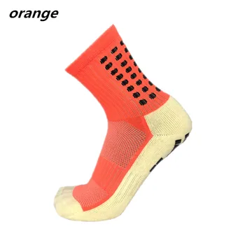 Мужские спортивные носки С толстым полотенцем, мужские нескользящие футбольные носки со средней трубкой, Баскетбольные носки, спортивные чулки Оранжевого цвета