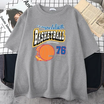 Мужские футболки с принтом Competition Basketball 76, уличная футболка большого размера, оригинальные свободные рубашки Harajuku, нишевый универсальный топ