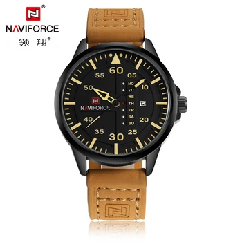 Мужские часы бренда NAVIFORCE, повседневные Кожаные спортивные часы, мужские водонепроницаемые кварцевые часы, Мужские военные часы Relogio Masculino