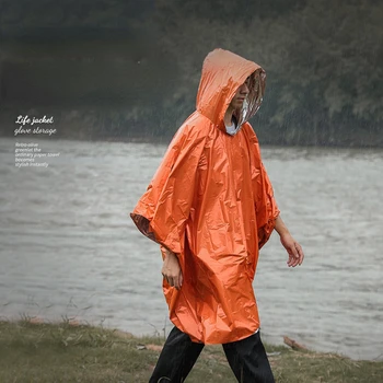 Мужской Женский Велосипедный плащ, водонепроницаемая походная дождевиковая одежда с отражателем, Непромокаемое пончо со светоотражающей полосой, коврик для кемпинга, палатка