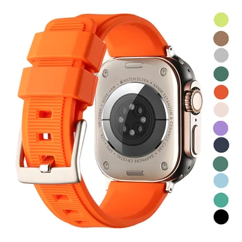 Мягкий Силиконовый Ремешок для Apple Watch Band Ultra 49 мм 42 мм 44 мм 45 мм Спортивный Браслет Correa для Iwatch Серии 8 7 6 SE 54 аксессуара